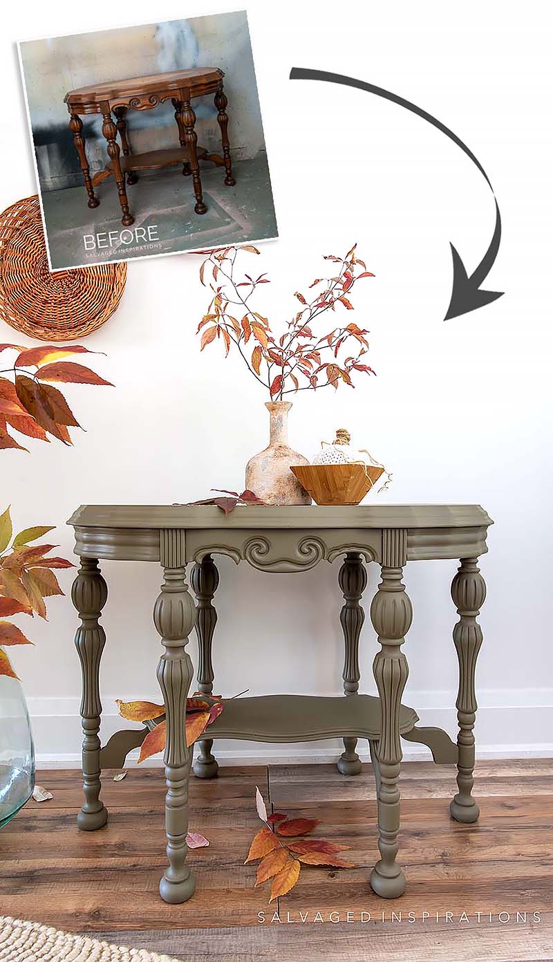 Hampton Olive Entry Table Before and After