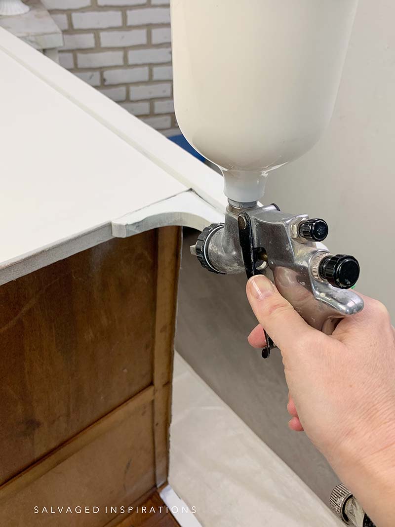 Spray Painting Dresser in Endless Shore