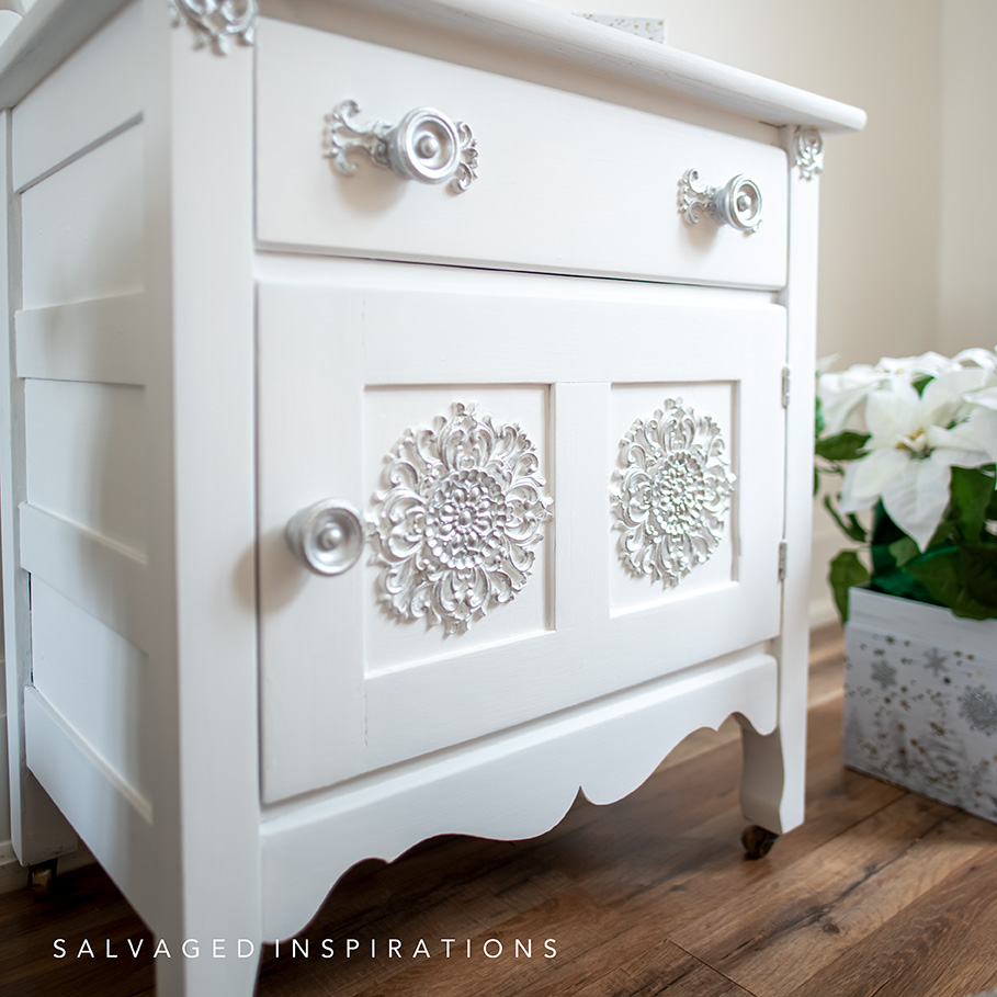 Side View of White Christmas Washstand IG