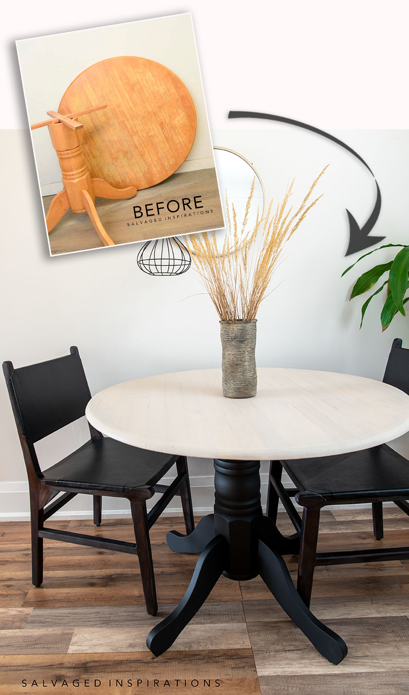 Whitewashed Dining Table Before and After
