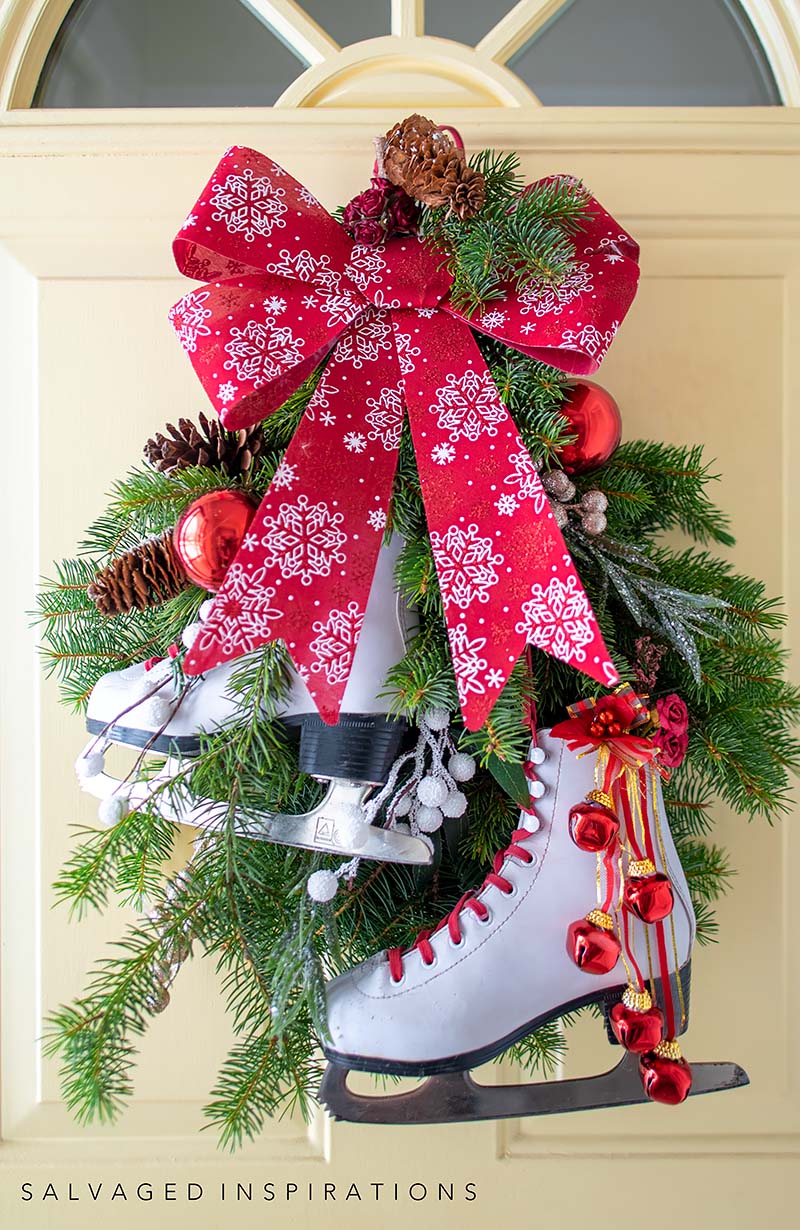 $12 Ice Skate Wreath on Door