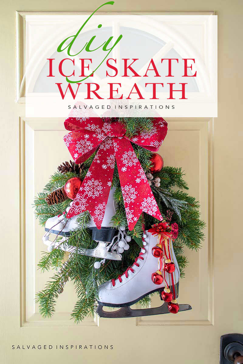 $12 Ice Skate Wreath on Front Door PIN