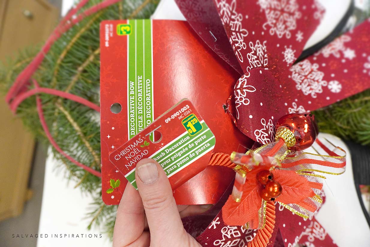 Dollar Store Christmas Bow and Bells