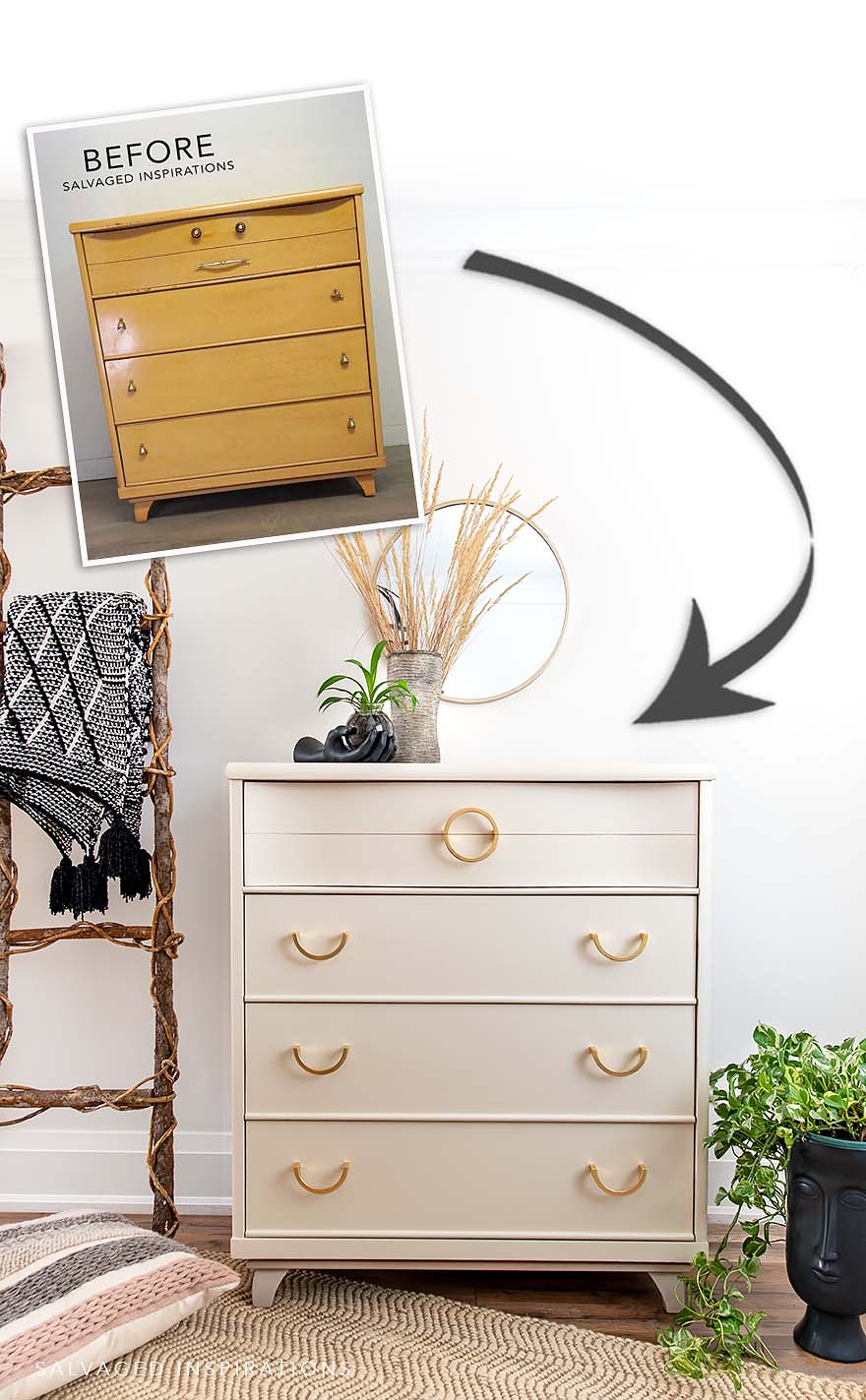 Drop Cloth Dresser Before and After