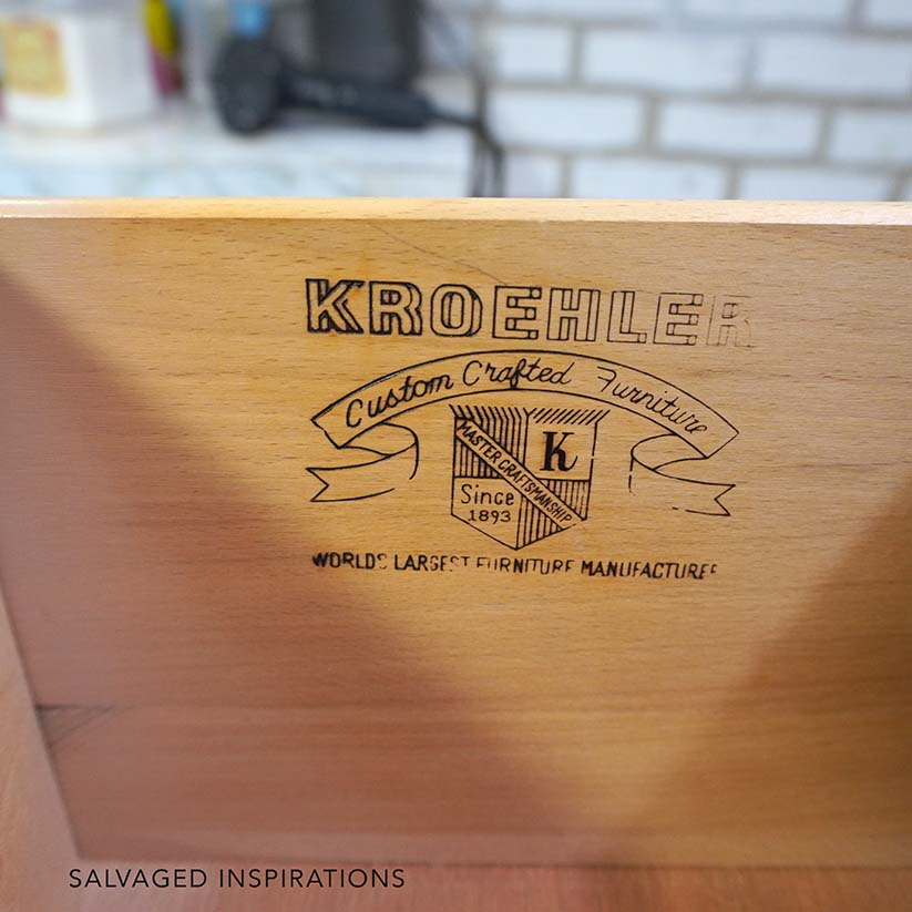 Kroehler Stamp on MCM Dresser Before