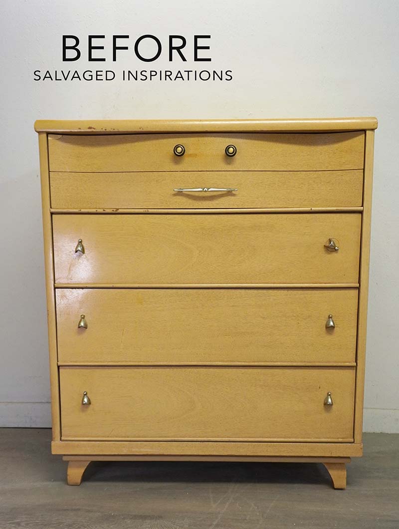 MCM Tallboy Thrift Dresser Before