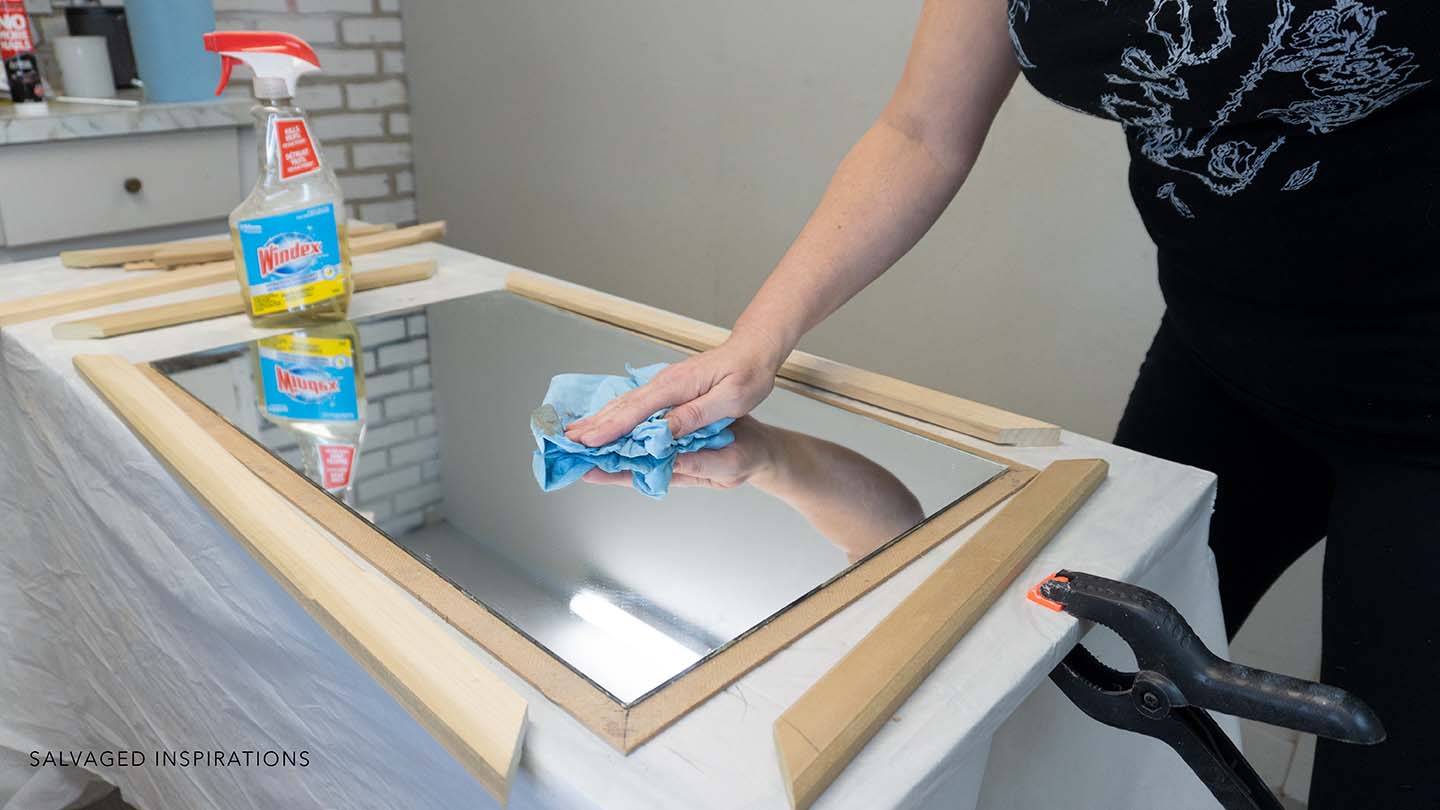 Cleaning Mirror Before Attaching Frame