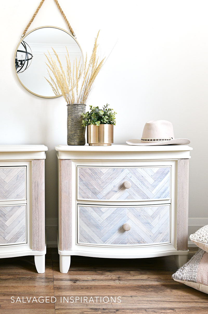 Rustic Herringbone Transfer Nightstands