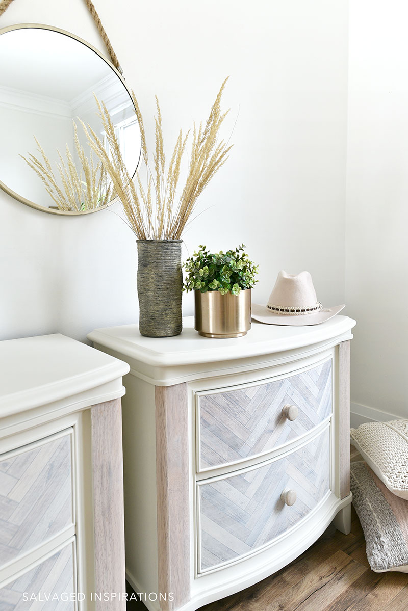 Side View of Herringbone Night Tables